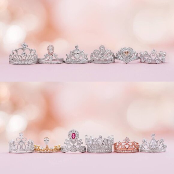 Princess Crown / Tiara Ring, real 925 Sterling Silver Charmed Aroma - Picture 6 of 7